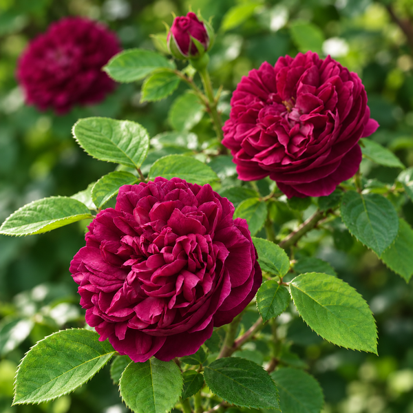 Rose du Roi with Purple Flowers