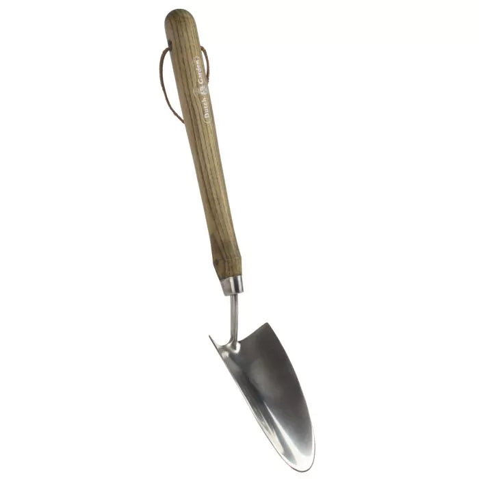 Dutch garden transplanting trowel (wide) with long handle